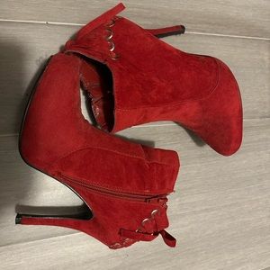 Red ankle boot